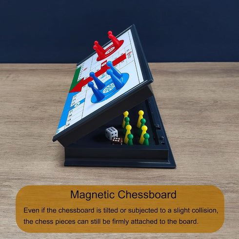 Set, 9.78 inches Ludo Board Game - Magnetic Folding Travel Suitable for Adults and Kids, Easy to Carry, in Size