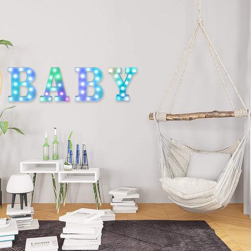 Foaky Colorful LED Letter Lights with Remote,Marquee Light Up Letters Sign for Night Light Wedding/Birthday Party