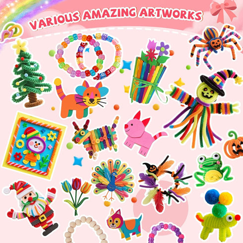 VERYHDSN Kids-3000+ 4 5 6 7 8 9 10 11 12, 25+Types Set, Arts and Crafts Supplies for Pcs DIY Arts & Craft Kit for Boys