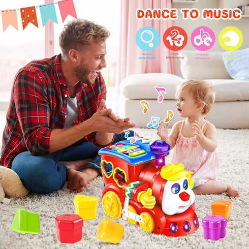 HSNEOI 1 6-12 12-18 1 2 3 Baby Toys for Year Old Boy Girl Gift Musical Train Baby Toys Months,Early Educational
