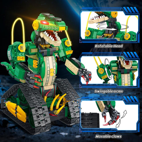 5 1 877 8 9 10 11 12+ HiWEEGO RC Dinosaur Building Toy with Light, in Remote Controll Building Block Kit, PCS Tech