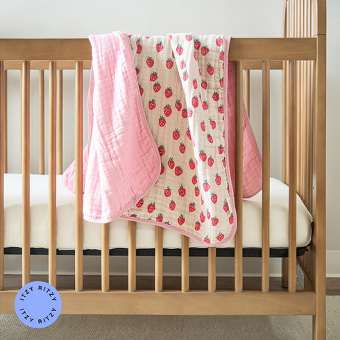 Tummy 30" 40", Itzy Ritzy Baby Blanket Soft Cotton Muslin Multi-Use Blanket - Can Be Used as a Time Mat, Nursing Cover