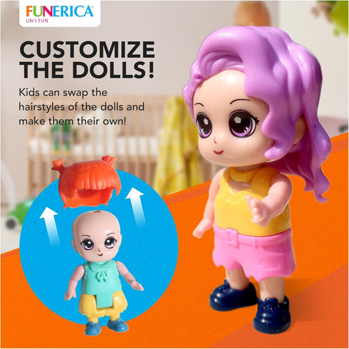 FUNERICA Dollhouse People Figures Playset, Dollhouse Family Little People Figures with Pets, Doll House Accessories