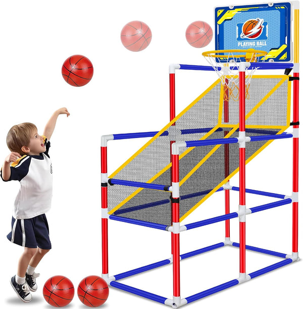 63" Arcade Basketball Game Set with 3 Balls for Kids 3-12 Years Old Indoor Outdoor Backyard Play Carnival Games