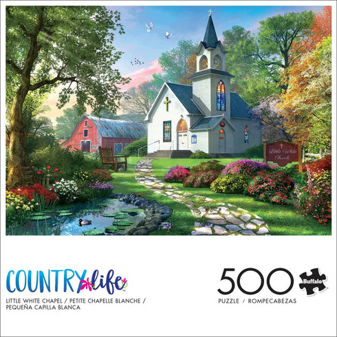 Buffalo Games - Dominic Davison - Little White Chapel - 500 Piece Jigsaw Puzzle for Adults Challenging Puzzle Perfect for Game Nights - Finished Puzzle Size is 21.25 x 15.00
