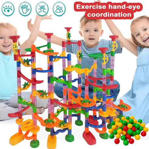 232 PCS Marble Run Premium Set - STEM Educational Building Block Toy with 45 Marbles for Kids