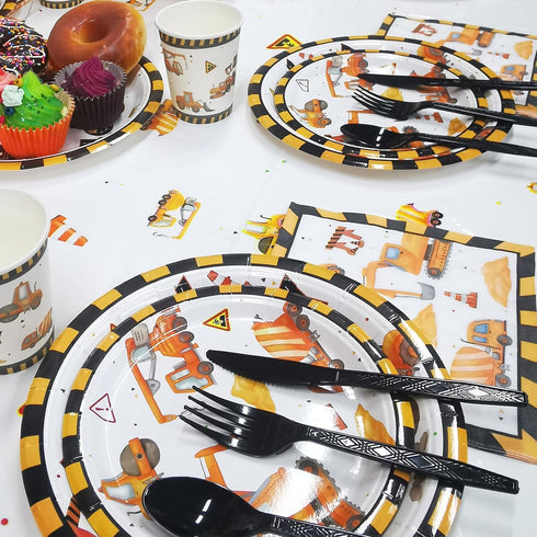 251 Set Construction Birthday Party Supplies PCS Construction Birthday Banner Balloons Plates Napkins Cups Tablecloth