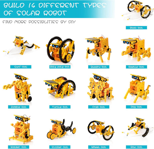 14-in-1 Solar Robot Kit - STEM Projects for Kids Age 8-12, Educational DIY Solar Power Building Toy