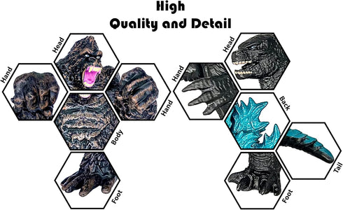 TwCare Set of 2 Godzilla vs King Kong Figures - Movable Joints Action Movie Series Soft Vinyl Toys