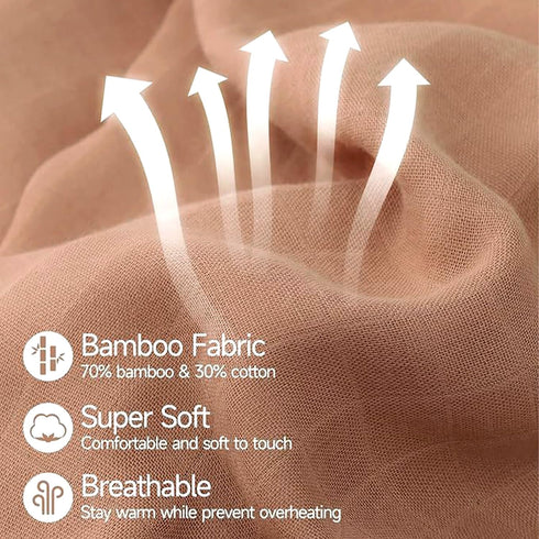 NOOVIA 2-Pack 43x47 inch, Baby Muslin Swaddle Blankets, Newborn Receiving Blanket, Bamboo Cotton, Large Baby