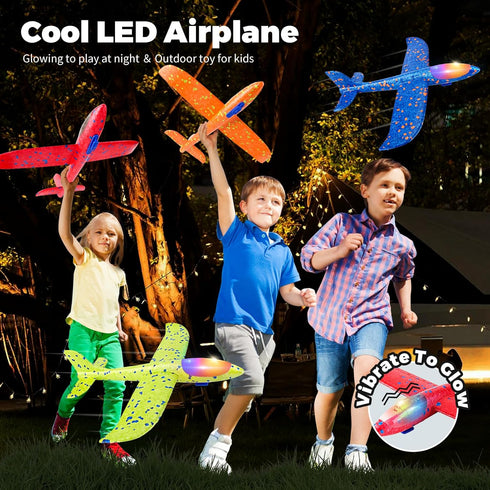 SpringFlower 4 Pack Airplane Flying Toys, 4 Throwing Foam Planes for Kids 3-8, Outdoor Flying Toy Birthday Gifts
