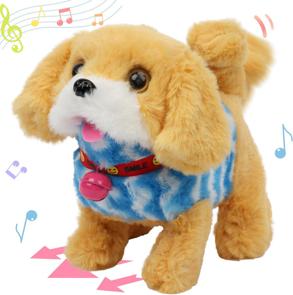 Hopearl Walking Dog Golden Retriever Interactive Electronic Pet Plush Toy, Woof and Moving Animated Nodding Head