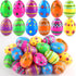 SURCVIO 36 Pack 3 Inch Large Printed Easter Eggs Bulks, Empty Plastic