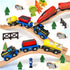 6 (6 Pieces Ascending Wood Train Tracks Wood Train Tracks Expansion Compatible with Most Train Tracks Wood Train Track