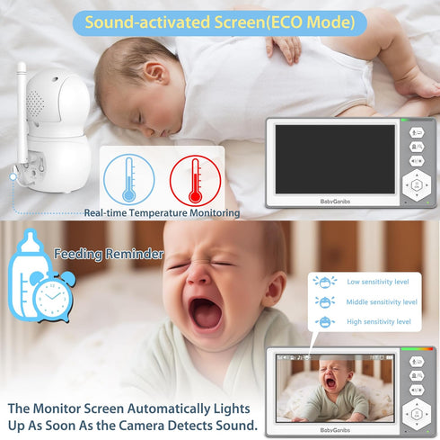 Baby Ganibs 4.3'' 1000ft 30-Hour 2-Way Baby Monitor with Camera and Audio, Video Baby Monitor with Long Range