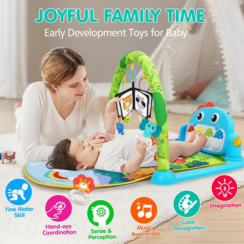 UMIKU Tummy 0-6 6-12 Baby Play Mat Baby Time Mat Musical Activity Center for Infant with High-Contrast Piano Music