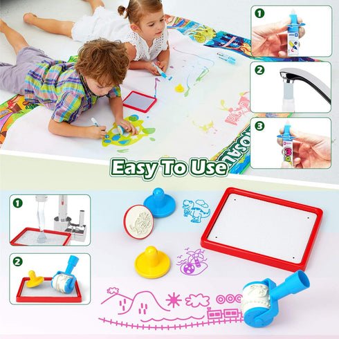 Jasonwell Aqua Water Doodle Mat 60x40 Inches, Large Magic Drawing Mat for Kids Age 2-8, Educational Christmas Birthday