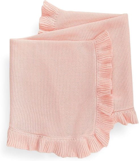 Knit Baby Blanket, 30"x40" for Newborn Girl and Boy, Soft Knitted Receiving Swaddle Blanket, Baby Shower Gifts (Pink)