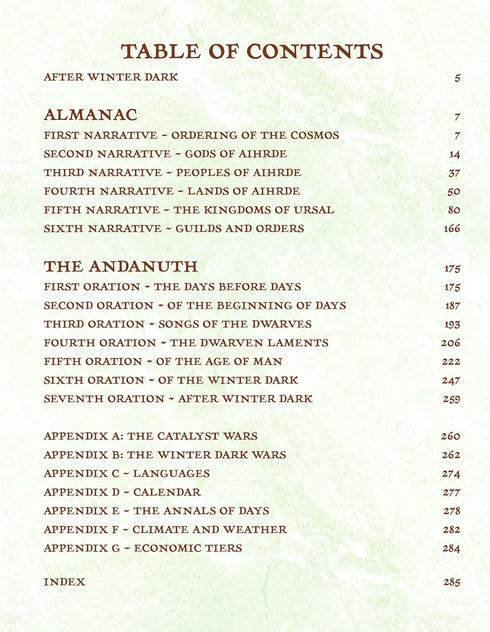 Troll Lord Games: After Winter Dark: Codex of Aihrde - Hardcover RPG Book