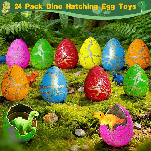 24 Pcs Large Hatching Dinosaur Eggs Easter Party Favors, Easter Egg Filled Toys for Kids Toddlers Grow in Water Dinos