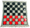 3 in 1 Giant Checkers Set and Tic Tac Toe Game with Reversible Rug, Indoor and Outdoor Family Board Game