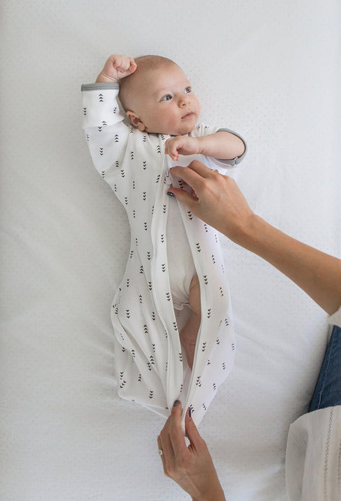 SwaddleDesigns Transitional Swaddle Sack with Arms Up, Half-Length Sleeves & Mitten Cuffs, Small, 0-3 months