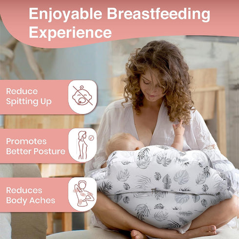 PILLANI Nursing Pillow for Breastfeeding, Breastfeeding Pillows for Mom Support & Baby Comfort, Removable Cotton Cover