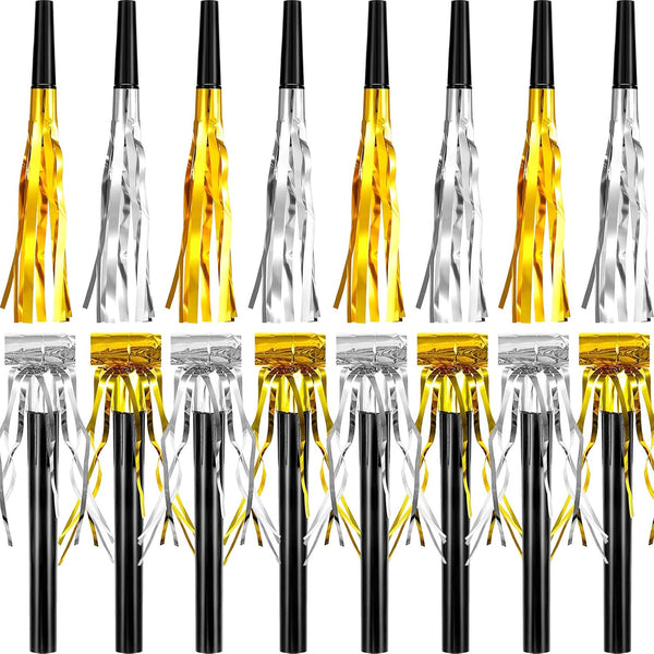 Skylety 48 Pieces Gold Silver Noise Makers, Party Horns and Blowers for Graduation, Birthday, Baby Shower Supplies 2024