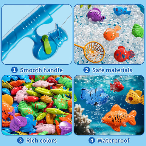 Xelabrion 3-5 4-8, 3 4 5 6 7 8 Magnetic Fishing Game Toys for Kids Toddlers Water Table Bathtub Toys with Pole Rod Net