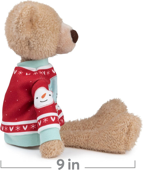 GUND Toothpick Classic Teddy Bear Stuffed Animal with Holiday Sweater, 15”, Beige/Red/White, Ages 1 and Up