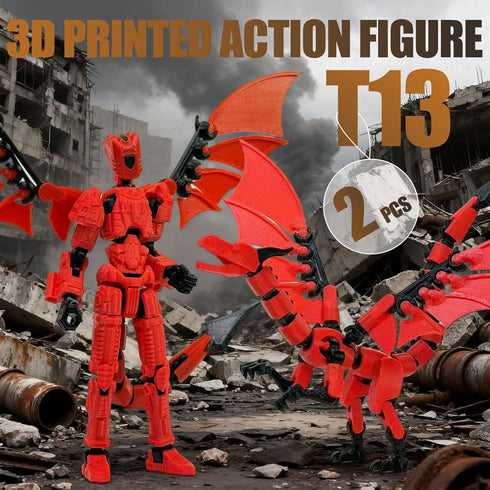 KAMOVNY T13 3D Assembled Printed Action Figure Robot Toy, Multi-Jointed Movable Model with Dragon & Weapons, for Gamers