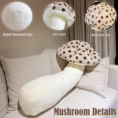 Hofun4U 30 inch Mushroom Plush Pillow - Mushroom Shaped Stuffed Long Pillow - Mushroom Stuffed Pillow - Christmas