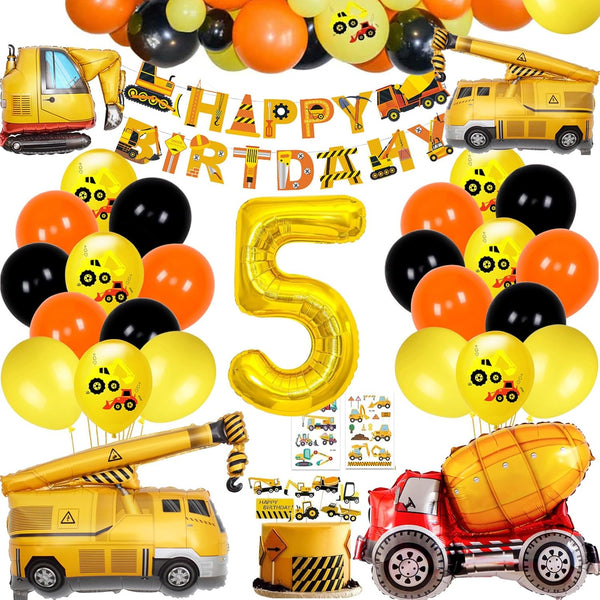 SOIAODRAH Construction Birthday Party Supplies 5 Years Old,Construction Balloons Construction Party Balloon Garland