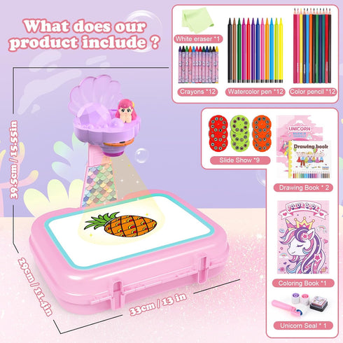 Syahro 3-5 Drawing Projector for Kids,Arts and Crafts for Kids,Include Drawing Board,Crayons,Coloring Book,Stickers
