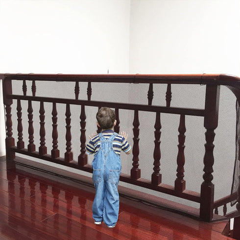 Child Safety Net - 10ft L x 2.5ft H, Sturdy Mesh Fabric Material for Kids/Pet/Toy, Balcony, Patios, Railing (Brown)