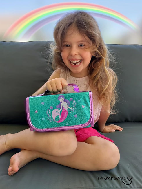 Mermaid Pencil Case With Fruit Scented Markers Art Set, Little Mermaid Gifts For Girls Ages 3 4 5 6 7 8 9 10 Years Old, Kids Coloring Set Arts & Crafts Supplies, Birthday Girl Mermaid Toys For Girls by NUMI'SMILE