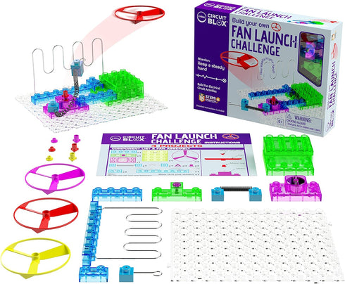 E-BLOX Building Blocks Circuit Kit, Build Your Own Fan Launch Wire Maze Challenge for Ages 5+