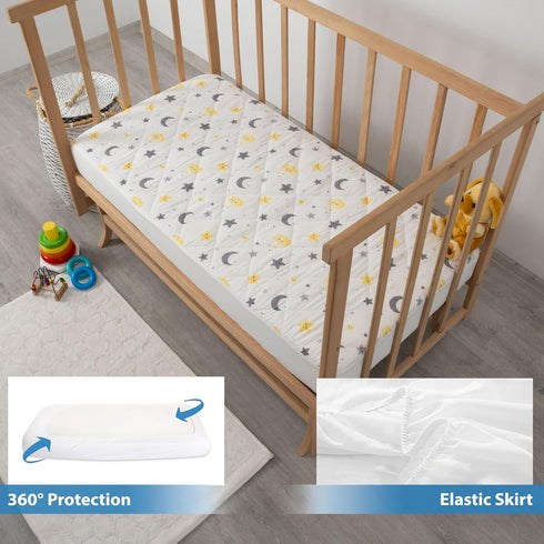 NEWO SELECT Sheets,%100 52"x28" 2, Pack) Waterproof Crib Mattress Protector Cotton Fabric, Absorbent Crib/Toddler