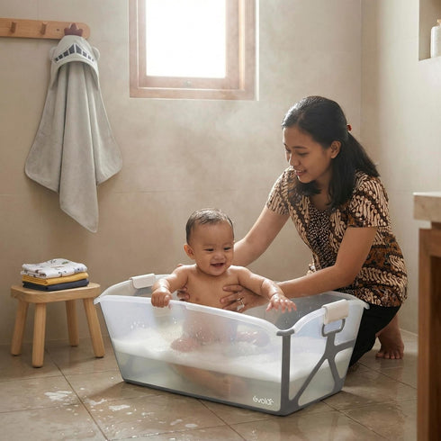 Evolur Supple Baby Spa Bath Tub Foldable Portable Bathtub with Transparent Safety View for Newborns & Infants, Compact