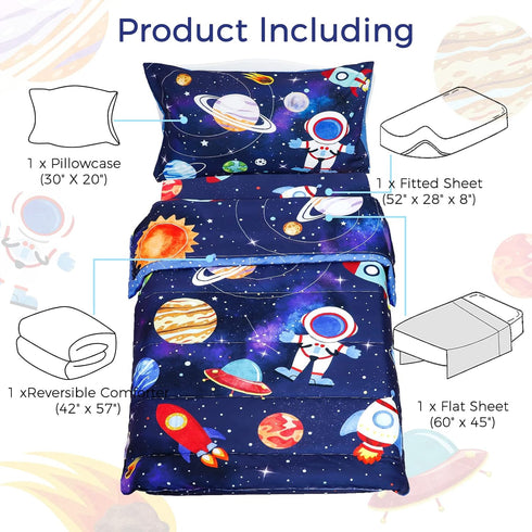 Set Set, 4 Sets SWESEN Toddler Bedding for Boys, Blue Space Toddler Boy Bedding Soft & Lightweight Piece Toddler