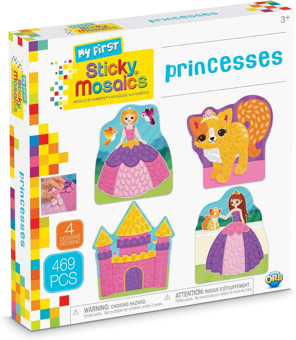 ORB My First Sticky Mosaics Princesses - Purple/Pink/Yellow/Blue, 9.5" x 1.5" x 9.5"
