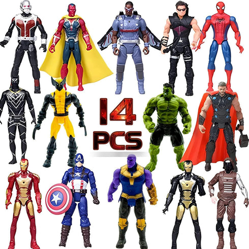 14 pcs Superhero Action Figures Set, 6.5-inch Collectible Models, Exclusive Toys for Kids