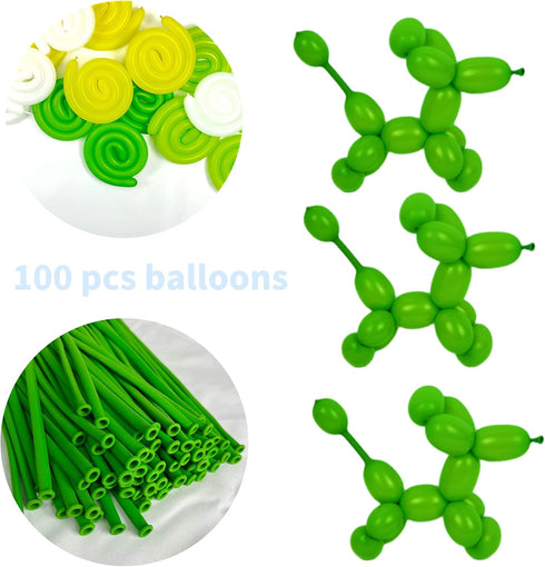 100PCS 260Q Green Magic Long Balloon Decoration for Shopping Mall Activities, Party Decoration, Shiny and Beautiful