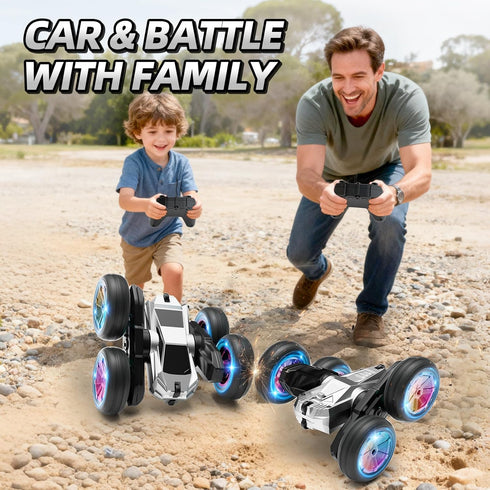 MACALOCA 4-7 6-12, 4WD 360 2.4GHz 4 5 6 7 8-12 Remote Control Car, RC Cars Toys for Boys Age RC Stunt Car with Lights