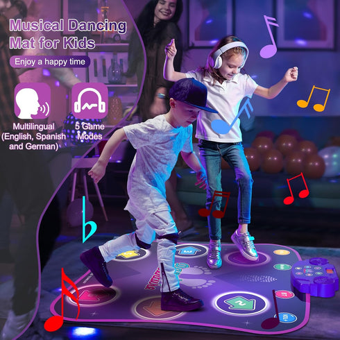 3-12 6-Button 5 3 4 5 6 7 8 9 10+ Flooyes Dance Mat Toys for Year Old Kids, Electronic Dance Pad with Light-up Wireless
