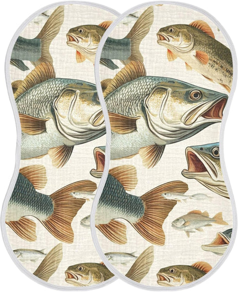 Mazeann Sea Bass Fish Vintage Burp Cloths Baby Boys Girls Absorbent Soft Cotton