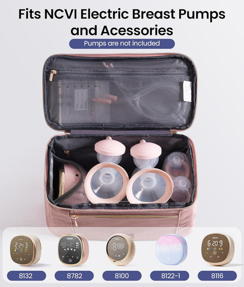 NCVI Breast Pump Storage Bag for Pumps and Extra Parts, Large Capacity Portable Pump Carrying Case with Handle