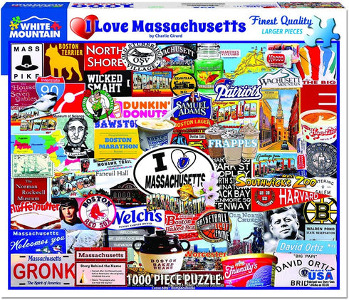 White Mountain Puzzles I Love Massachusetts Puzzle, 1 EA