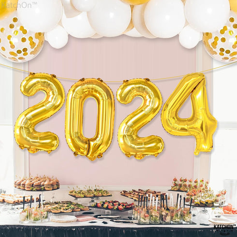 KatchOn Gold 2024 Balloon Numbers - 16 Inch, New Years Balloons for Happy New Year Decorations 2024, NYE Party Supplies