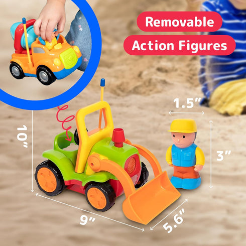 2 Pack 3-5 PREXTEX Remote Control Cars for Year Old Boys - Truck and Tractor Toddler Toys with Easy Controllers - Sound